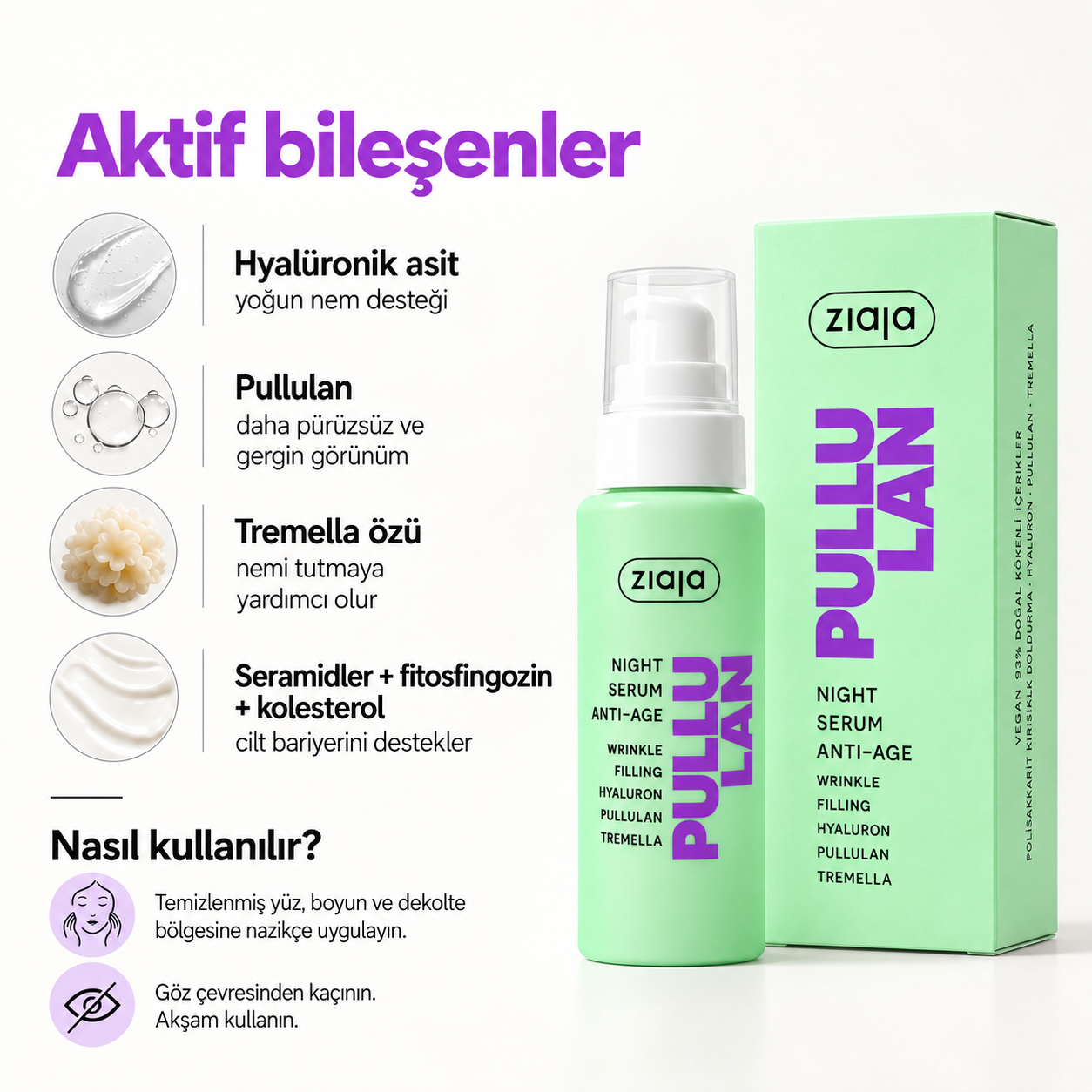 Ziaja Pullulan Yaşlanma Karşıtı Gece Serumu 50 ml
