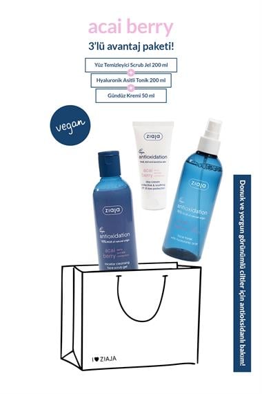 ZIAJASHOP - Ziaja - Acai Berry Donuk ve Cansız Ciltler için Bakım Kiti Gündüz Kremi + Tonik + Jel Scrub