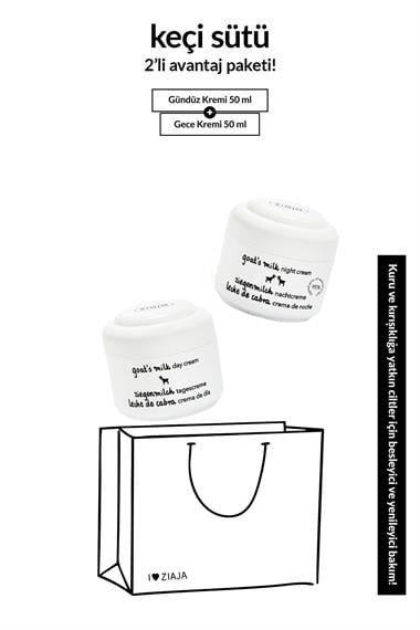 Keçi Sütü Nemlendirici Gündüz Kremi 50 ml + Keçi Sütü Besleyici Gece Kremi 50 ml 2li Set