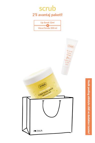 Limonlu Kek Vücut Peelingi 300 ml + Mango Özlü Dudak Peelingi 2li Set