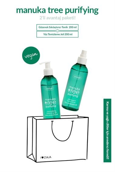 Manuka Yağlı ve Karma Cilt Arındırıcı 2li Avantajlı Seti -  Sıkılaştırıcı Tonik 200ml + Temizleme Jeli 200ml