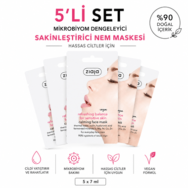 Ziaja Ferahlatıcı Dengeleyici Yatıştırıcı Yüz Maskesi 7 ml (5li Set)