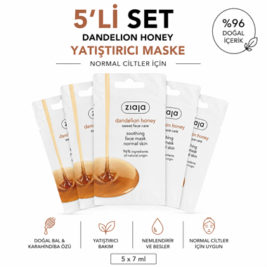 Ziaja Karahindiba Ballı Yatıştırıcı Yüz Maskesi 7 ml (5li set)