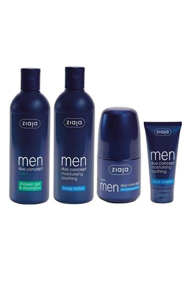 Erkekler için 4lü Günlük Bakım Seti #3 Duş Jeli & Şampuanı 300ml + Vücut Losyonu 300ml + Rollon 60ml + Nemlendirici Yüz Kremi 50ml
