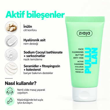 Ziaja Pullulan Yaşlanma Karşıtı Yüz Temizleme Balmı 75 ml