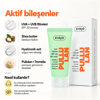 Ziaja Pullulan Yaşlanma Karşıtı Gündüz Kremi SPF20 50 ml