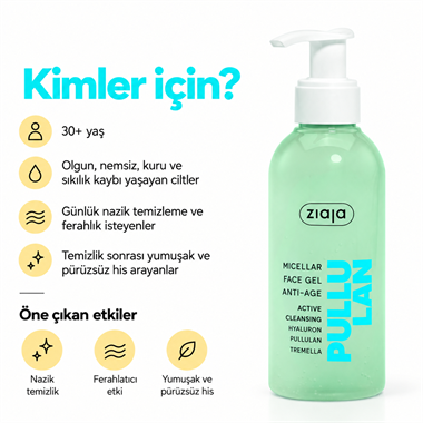 Ziaja Pullulan Yaşlanma Karşıtı Misel Yüz Temizleme Jeli 200 ml