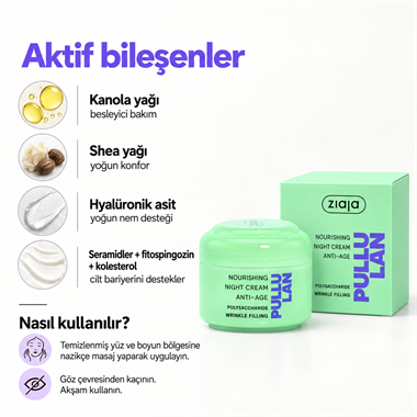 Ziaja Pullulan Yaşlanma Karşıtı Besleyici Gece Kremi 50 ml