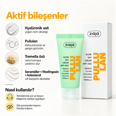 Ziaja Pullulan Yaşlanma Karşıtı Işıltı Veren Gündüz Kremi 50 ml