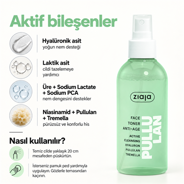 Ziaja Pullulan Yaşlanma Karşıtı Nemlendirici Yüz Toniği 200 ml
