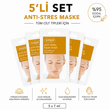 Ziaja Sarı Kil İçeren Strese Karşı Yüz Maskesi 7 ml (5li Set)
