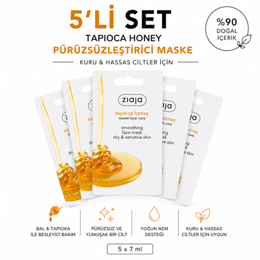 Ziaja Tapioka Ballı Pürüzsüzleştirici Yüz Maskesi 7 ml (5li Set)