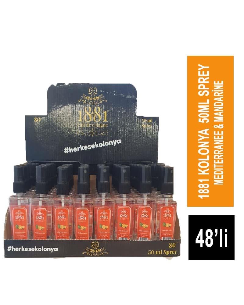 1881 - 1881 Kolonya 50ml Sprey Mediterrane & Mandarine 48'li Paket
