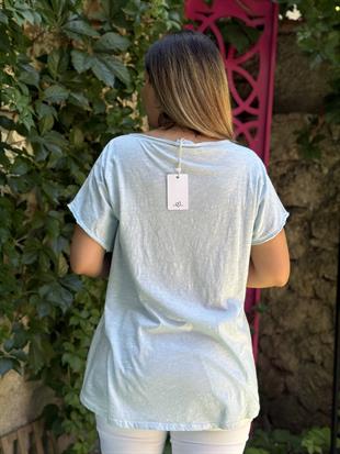 %100 Pamuk Keten İthal Bluz Bebe Mavisi