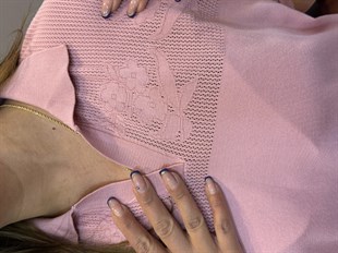 Ajur Detaylı Merserize Bluz Pembe