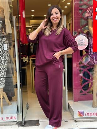 Çımalı Uzun Kollu Eşofman Takımı Bordo