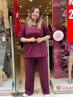 Çımalı Uzun Kollu Eşofman Takımı Bordo