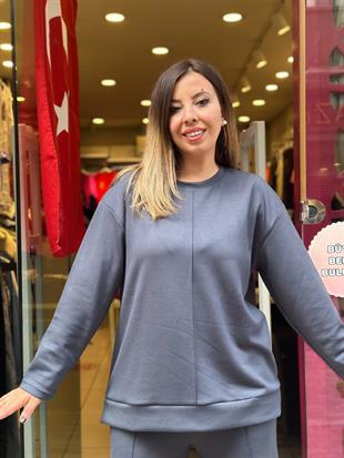Çımalı Uzun Kollu Eşofman Takımı Füme