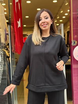 Çımalı Uzun Kollu Eşofman Takımı Siyah