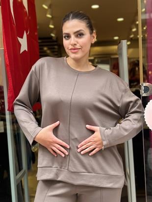 Çımalı Uzun Kollu Eşofman Takımı Vizon