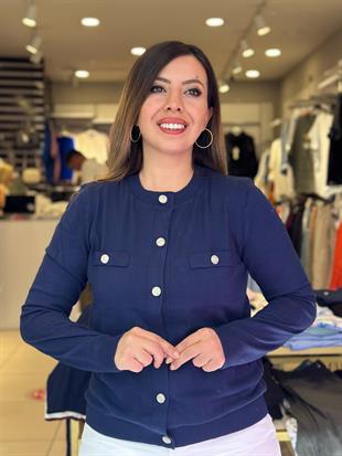 Düğmeli Hırka Lacivert