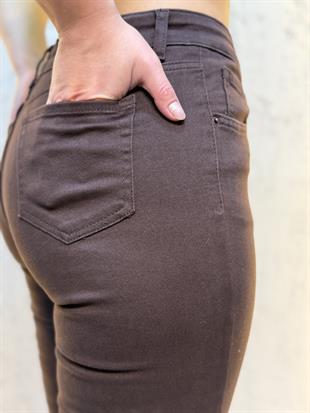 İspanyol Paça Kanvas Pantolon Acı Kahve Koyu
