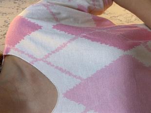 İthal Ekose Desen Kaşmir Bluz Pembe