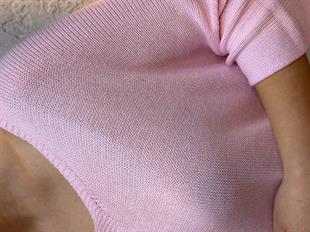 İthal V Yaka Merserize Bluz Pembe
