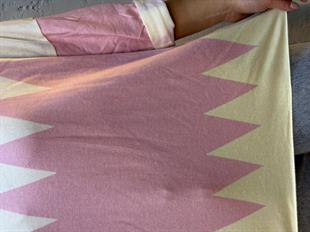 İthal Zikzak Desenli Kaşmir Bluz Pembe