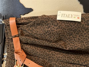 Kemer Detaylı Leopar Desen Kapri Kahverengi