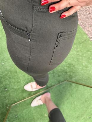 Keten Kapri Pantolon Haki