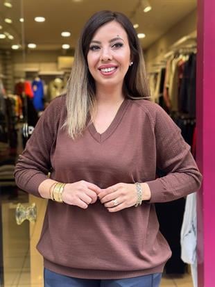 Kol Ajur Detaylı Triko Acı Kahve
