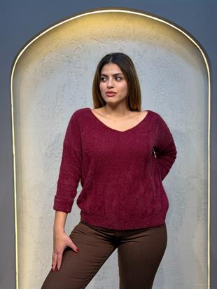 Kol Broş Detaylı İthal Bluz Bordo