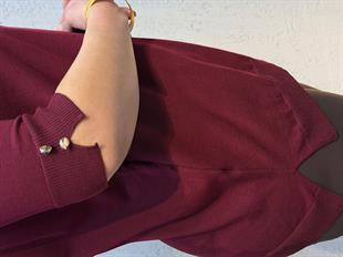Kol Düğmeli Merserize Bluz Bordo