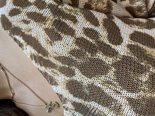 Leopar Desen İthal Bluz Haki