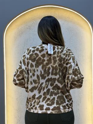 Leopar Desen İthal Bluz Haki
