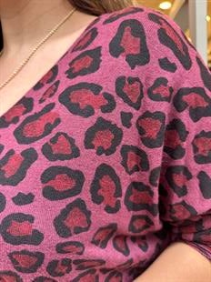 Leopar Desenli İthal Bluz Bordo