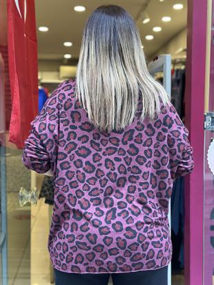 Leopar Desenli İthal Bluz Bordo