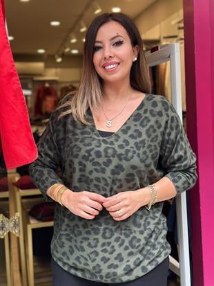 Leoparlı İthal Bluz Haki