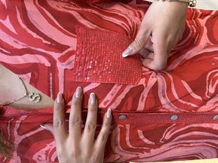 Marble Desen İthal Gömlek Kırmızı