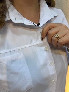 Oversize Cepli Poplin Gömlek Beyaz