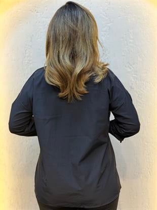 Oversize Cepli Poplin Gömlek Siyah