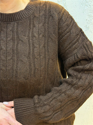 Oversize Saç Örgülü Kazak