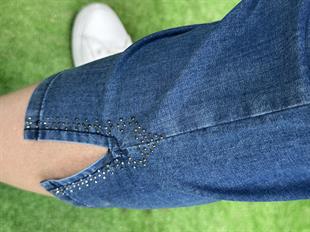Paça Taşlı Tensel Kot Kapri