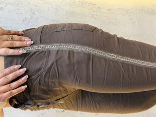 Şerit Taş Detaylı İthal Pantolon Acı Kahve