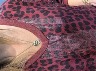 Sim Geçişli Leopar Desen İthal Bluz Bordo