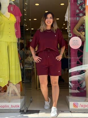 Şortlu Eşofman Takımı Bordo