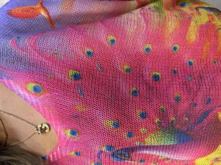 Tavus Kuşu Desen İthal Bluz Pembe
