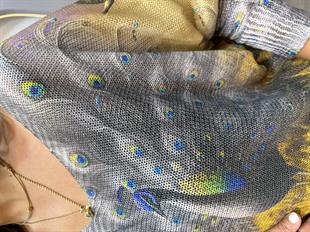 Tavus Kuşu Desen İthal Bluz Sarı