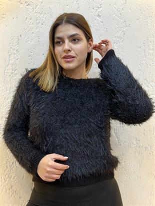 Tüycüklü Bluz Siyah